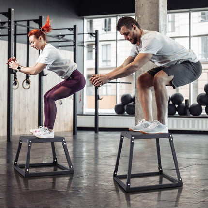 Plyometric Jump Box, 12 Inch Plyo Box, Steel Plyometric Platform and Jumping Agility Box, Anti-Slip Fitness Exercise Step Up Box for Home Gym Training, Conditioning Strength Training, Black.