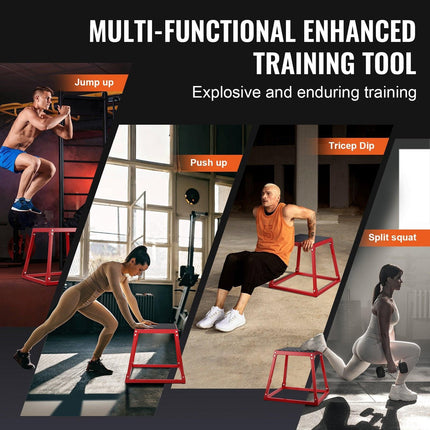 Plyometric Jump Box, 18 Inch Plyo Box, Steel Plyometric Platform and Jumping Agility Box, Anti-Slip Fitness Exercise Step Up Box for Home Gym Training, Conditioning Strength Training, Red.