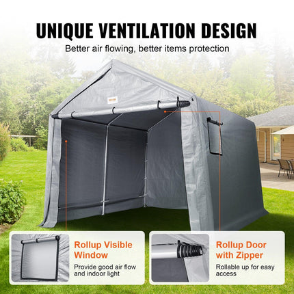 Protable Stotage Shelter Garage Stotage Shed 7 x 12 x 7.36ft & Zipper Door.