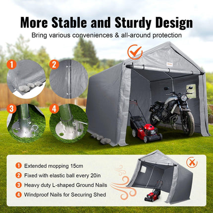 Protable Stotage Shelter Garage Stotage Shed 7 x 12 x 7.36ft & Zipper Door.