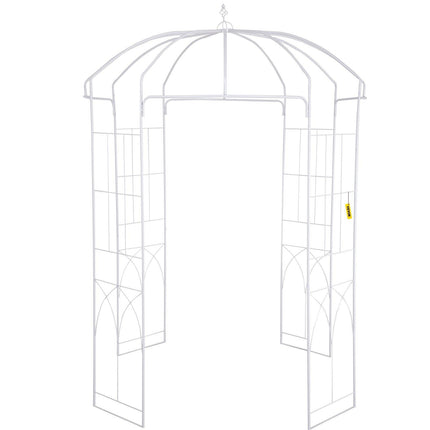 Birdcage Shape Garden Arbor, 9\' High x 6.6\' Wide, Heavy Duty Wrought Iron Arbor, Wedding Arch Trellis for Climbing Vines in Outdoor Garden, Lawn, Backyard, Patio, White.