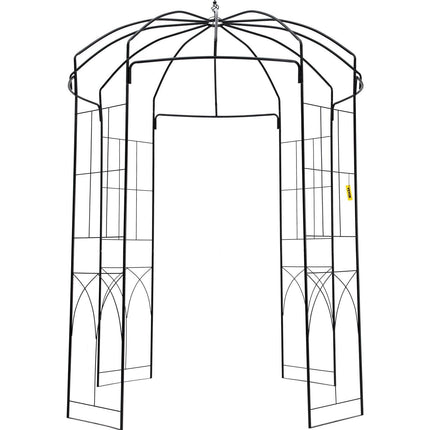 Birdcage Shape Garden Arbor, 9\' High x 6.6\' Wide, Heavy Duty Wrought Iron Arbor, Wedding Arch Trellis for Climbing Vines in Outdoor Garden, Lawn, Backyard, Patio, Black.