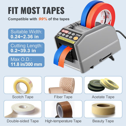 Automatic Tape Dispenser, Self-Adhesive Electric Tape Cutter, 25 W Packaging Machine, Tape Cutter, 6-60 mm Tape Width, Electric Tape Cutter Packaging Machine.