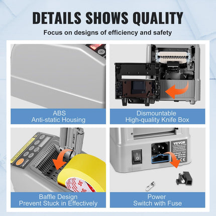 Automatic Tape Dispenser, Self-Adhesive Electric Tape Cutter, 25 W Packaging Machine, Tape Cutter, 6-60 mm Tape Width, Electric Tape Cutter Packaging Machine.