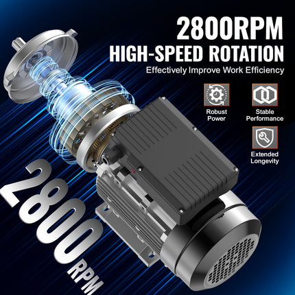 2.2KW Electric Motor 2800 rpm, AC 220~240V 13.8A, 90L, B3 Frame, Air Compressor Motor Single Phase, 24mm Keyed Shaft, CW/CCW Rotation for Agricultural Machinery and General Equipment.