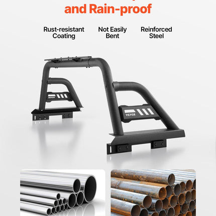 Truck Bed Roll Bar Universal Chase Rack for Mid-Size Pickup Carbon Steel.