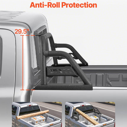 Truck Bed Roll Bar Universal Chase Rack for Mid-Size Pickup Carbon Steel.