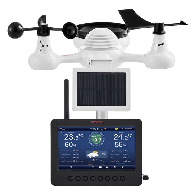 7-in-1 Wi-Fi Weather Station 177.8 mm TFT Display Wireless Outdoor Sensor.