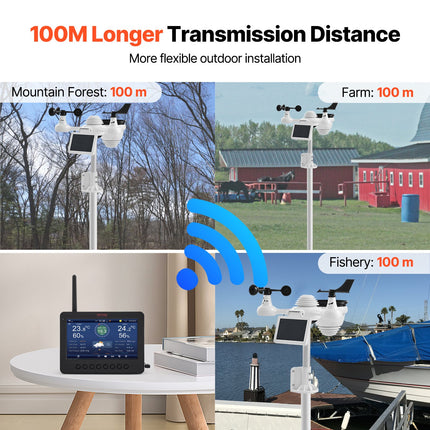 7-in-1 Wi-Fi Weather Station 177.8 mm TFT Display Wireless Outdoor Sensor.