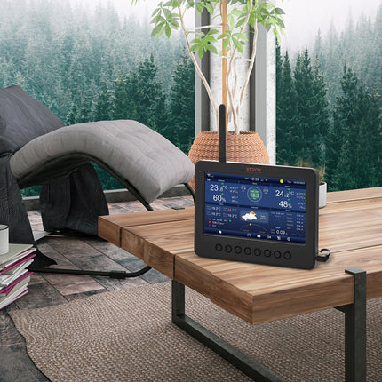 7-in-1 Wi-Fi Weather Station 177.8 mm TFT Display Wireless Outdoor Sensor.