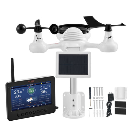 7-in-1 Wi-Fi Weather Station 177.8 mm TFT Display Wireless Outdoor Sensor.