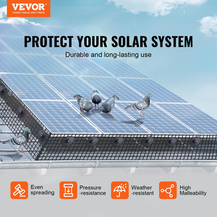8in x 100ft Solar Panel Bird Guard Critter Guard Roll Kit 100pcs Fasteners.