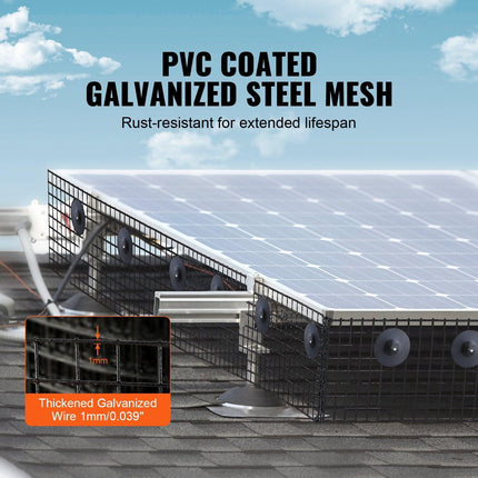 8in x 100ft Solar Panel Bird Guard Critter Guard Roll Kit 70pcs Fasteners.