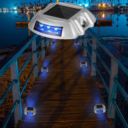 VEVOR Driveway Lights 16-Pack, Solar Driveway Lights with Switch Button, Solar Deck Lights Waterproof, Wireless Dock Lights 6 LEDs for Path Warning Garden Walkway Sidewalk Steps, LED Bright Blue.