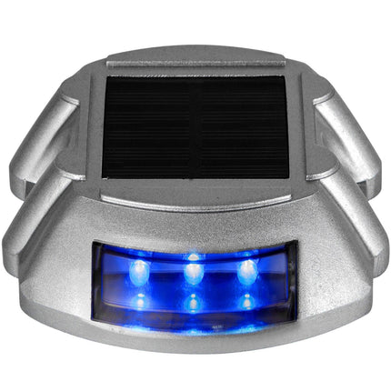 VEVOR Driveway Lights 16-Pack, Solar Driveway Lights with Switch Button, Solar Deck Lights Waterproof, Wireless Dock Lights 6 LEDs for Path Warning Garden Walkway Sidewalk Steps, LED Bright Blue.