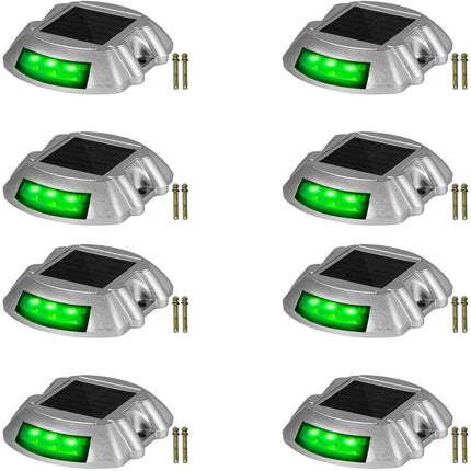 8-Pack Solar Driveway Light LED Road Markers Green for Garden Pathway.