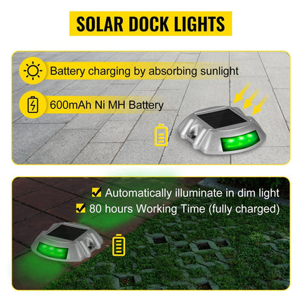 8-Pack Solar Driveway Light LED Road Markers Green for Garden Pathway.