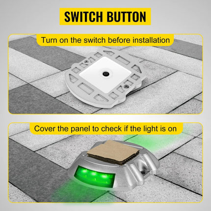 8-Pack Solar Driveway Light LED Road Markers Green for Garden Pathway.