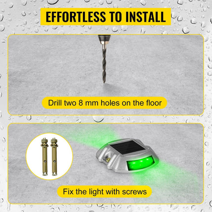 8-Pack Solar Driveway Light LED Road Markers Green for Garden Pathway.