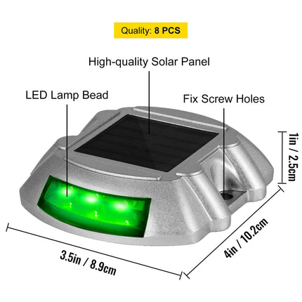 8-Pack Solar Driveway Light LED Road Markers Green for Garden Pathway.