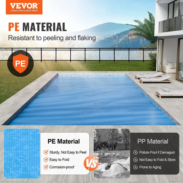 Solar Pool Cover, 24 x 12 ft Rectangle Solar Blanket for Pools, Inground Above Ground Swimming Pool Solar Cover, 12 mil Solar Covers Blue.