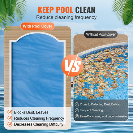 Solar Pool Cover, 24 x 12 ft Rectangle Solar Blanket for Pools, Inground Above Ground Swimming Pool Solar Cover, 12 mil Solar Covers Blue.