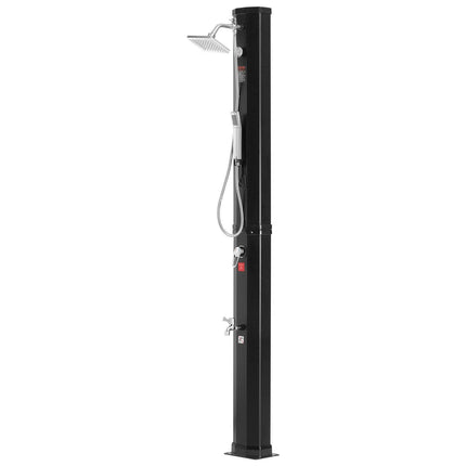 Outdoor Solar Heated Shower, 40L Poolside Shower Kit with 2 Shower Head and Foot Shower Tap, Handheld/Hanging Two Modes Fast Assembly W/ Pre-Drilled Hole for Outdoor Backyard Poolside Beach Spa.