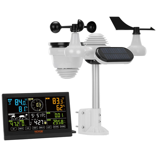 7-in-1 Wireless Weather Station, 7.5 in Large Color Display, Digital Home Weather Station Indoor Outdoor, for Temperature Humidity Wind Speed/Direction Rain UV, with Forecast Data, Alarm, Alerts.