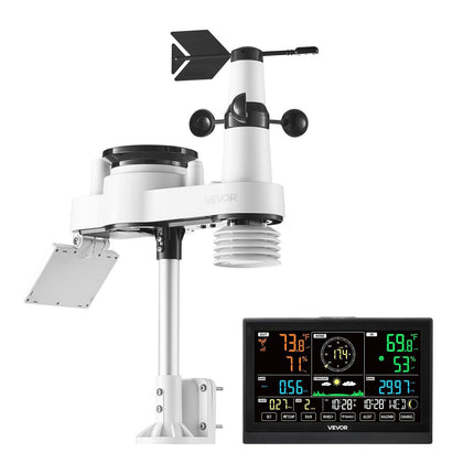 7-in-1 Wi-Fi Weather Station with APP, 190.5 mm VA Display, Wireless Solar Powered Outdoor Sensor, Rain Gauge, Indoor Outdoor for Weather Forecast, Wind Speed, Temperature, Humidity, Rainfall.
