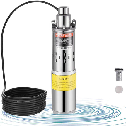 Solar Water Pump, DC 277W Submersible Deep Well Pump, Max Flow 2.1 m³/H, Max Head 83 m, Max Submersion Depth 20 m, Solar Powered Water Pump for Well, Farm Ranch Irrigation, Livestock Drinking.