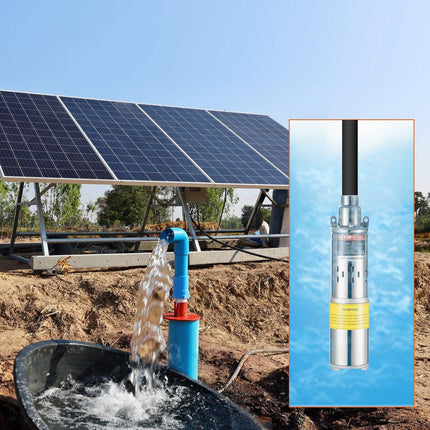 Solar Water Pump, DC 277W Submersible Deep Well Pump, Max Flow 2.1 m³/H, Max Head 83 m, Max Submersion Depth 20 m, Solar Powered Water Pump for Well, Farm Ranch Irrigation, Livestock Drinking.