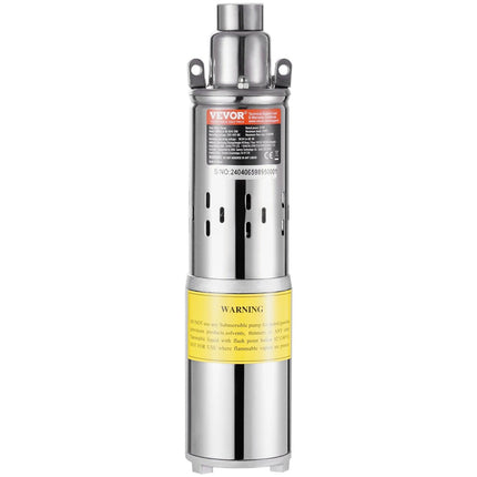 Solar Water Pump, DC 277W Submersible Deep Well Pump, Max Flow 2.1 m³/H, Max Head 83 m, Max Submersion Depth 20 m, Solar Powered Water Pump for Well, Farm Ranch Irrigation, Livestock Drinking.