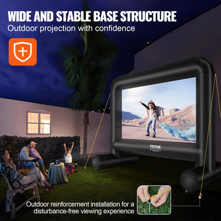 Inflatable Movie Screen, 16 FT Inflatable Projector Screen for Outside with Blower and Carrying Bag, Front/Rear Projection, Oxford Fabric Blow Up Screen for Outdoor Parties Backyard Movie Night.