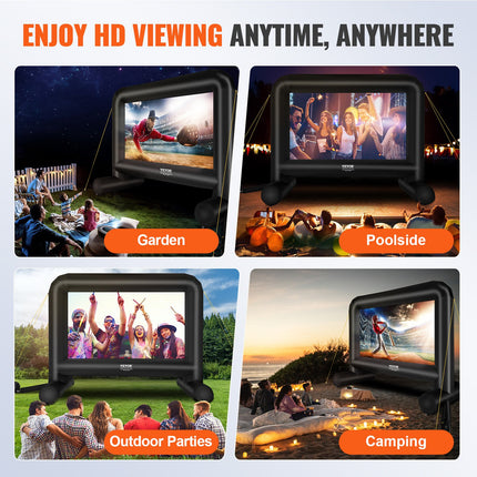 Inflatable Movie Screen, 16 FT Inflatable Projector Screen for Outside with Blower and Carrying Bag, Front/Rear Projection, Oxford Fabric Blow Up Screen for Outdoor Parties Backyard Movie Night.