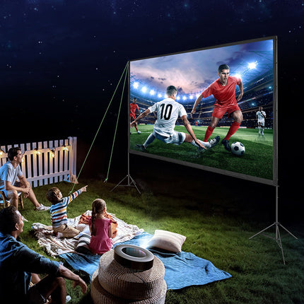 Projector Screen with Stand, 150 inch 16:9 4K 1080 HD Outdoor Movie Screen with Stand, Wrinkle-Free Projection Screen with Tripods and Carry Bag, for Home Theater Cinema Backyard Movie Night.