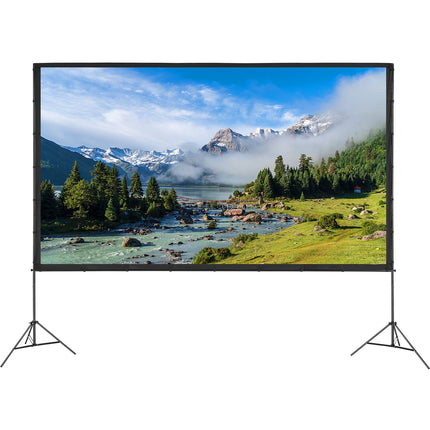 Projector Screen with Stand, 150 inch 16:9 4K 1080 HD Outdoor Movie Screen with Stand, Wrinkle-Free Projection Screen with Tripods and Carry Bag, for Home Theater Cinema Backyard Movie Night.