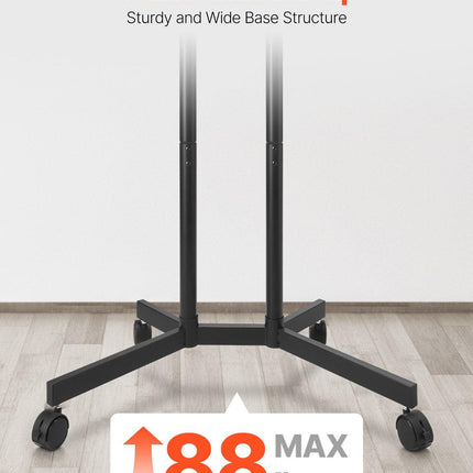 Rolling TV Stand, Mobile TV Cart for 32-65 Inch Screens, Height Adjustable, Portable Monitor Stand with Wheels Holds up to 40 kg for Living Room, Bedroom, Office, Outdoor, Max VESA 400x400mm.