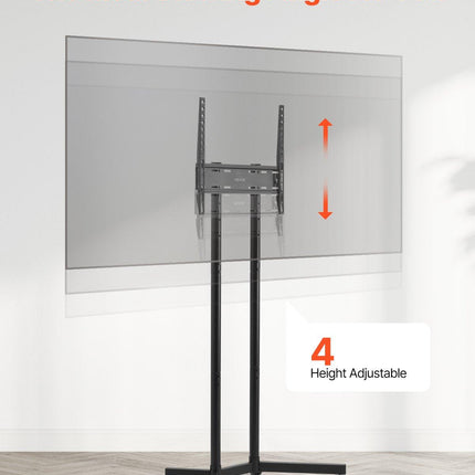 Rolling TV Stand, Mobile TV Cart for 32-65 Inch Screens, Height Adjustable, Portable Monitor Stand with Wheels Holds up to 40 kg for Living Room, Bedroom, Office, Outdoor, Max VESA 400x400mm.