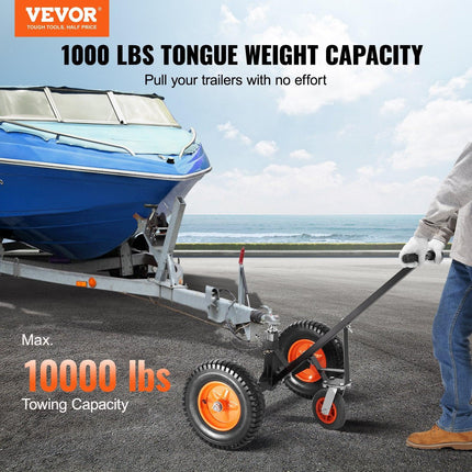 Adjustable Trailer Dolly, 1000lbs Tongue Weight Capacity, Carbon Steel Trailer Mover with 19''-26'' Adjustable Height & 2'' Ball, 16'' Pneumatic Tires & Universal Wheel, for Moving RV Trailer.