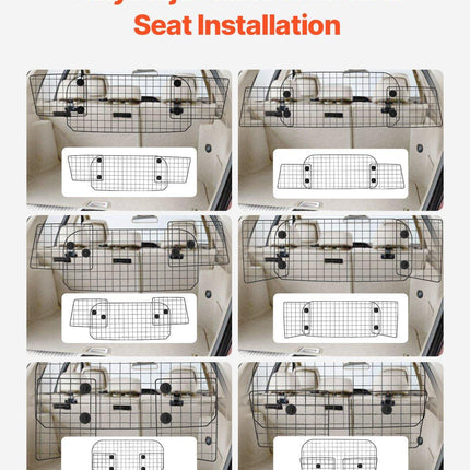 Dog Car Barrier, 96.5-168.5cm Adjustable Car Divider for Trunk Cargo Area, Universal-Fit Back Seat Heavy-Duty Wire Mesh Dogs Separator Guard Net, Vehicle Pet Barrier for Sedans, Trucks and SUVs.