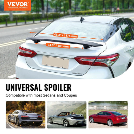 Universal Rear Spoiler 46.3'' GT Style Trunk Wing for Sedans and Coupes.