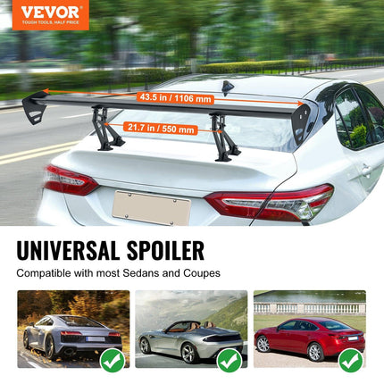 Universal Rear Spoiler GT Style Adjustable Trunk Wing Car Racing 43.3''.