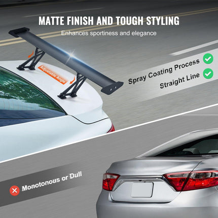 GT Wing Car Spoiler, 43.3 inch Universal Spoiler with Single Deck, Adjustable Lightweight Aluminum, Car Rear Spoiler Wing, Racing Spoiler BGW/JDM Drift Black.