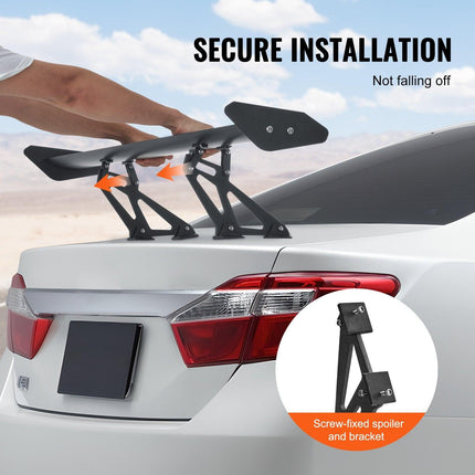GT Wing Car Spoiler, 43.3 inch Universal Spoiler with Single Deck, Adjustable Lightweight Aluminum, Car Rear Spoiler Wing, Racing Spoiler BGW/JDM Drift Black.
