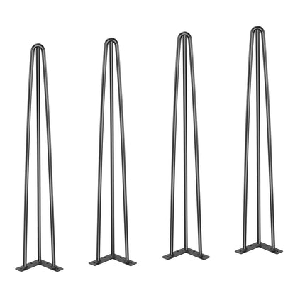 Hairpin Table Legs 0.7M, Set of 4 Desk Legs 408.2KG Load Capacity, Hairpin Desk Legs 3 Rods for Desk Chairs Bench Dining End Table, Solid Carbon Steel Heavy Duty Furniture Legs Black.