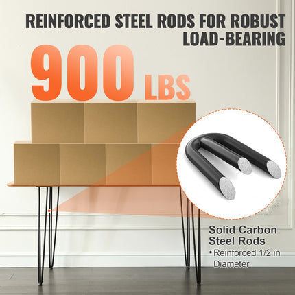 Hairpin Table Legs 0.7M, Set of 4 Desk Legs 408.2KG Load Capacity, Hairpin Desk Legs 3 Rods for Desk Chairs Bench Dining End Table, Solid Carbon Steel Heavy Duty Furniture Legs Black.