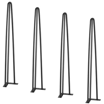 Hairpin Table Legs 0.7M, Set of 4 Desk Legs 408.2KG Load Capacity, Hairpin Desk Legs 3 Rods for Desk Chairs Bench Dining End Table, Solid Carbon Steel Heavy Duty Furniture Legs Black.