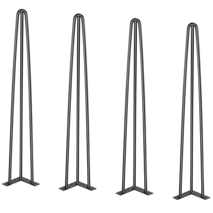 Hairpin Table Legs 0.7M, Set of 4 Desk Legs 408.2KG Load Capacity, Hairpin Desk Legs 3 Rods for Desk Chairs Bench Dining End Table, Solid Carbon Steel Heavy Duty Furniture Legs Black.
