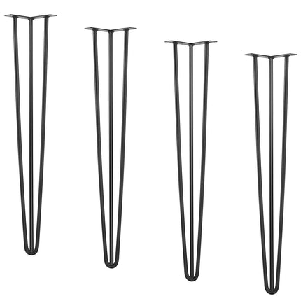 Hairpin Table Legs 0.7M, Set of 4 Desk Legs 408.2KG Load Capacity, Hairpin Desk Legs 3 Rods for Desk Chairs Bench Dining End Table, Solid Carbon Steel Heavy Duty Furniture Legs Black.