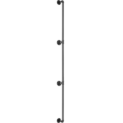 Pipe Stair Handrail, 11FT Staircase Handrail, 440LBS Load Capacity Carbon Steel Pipe Handrail, Industrial Pipe Handrail with Wall Mount Support, Round Corner Wall Handrailing for Indoor, Outdoor.